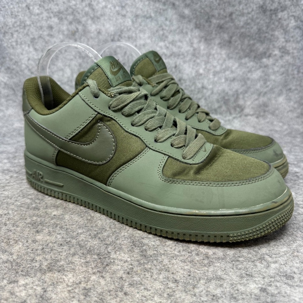 Nike Air Force 1 07 Shoes Mens Sz 8.5 Olive Green Canvas Suede AF1 FB8876-300